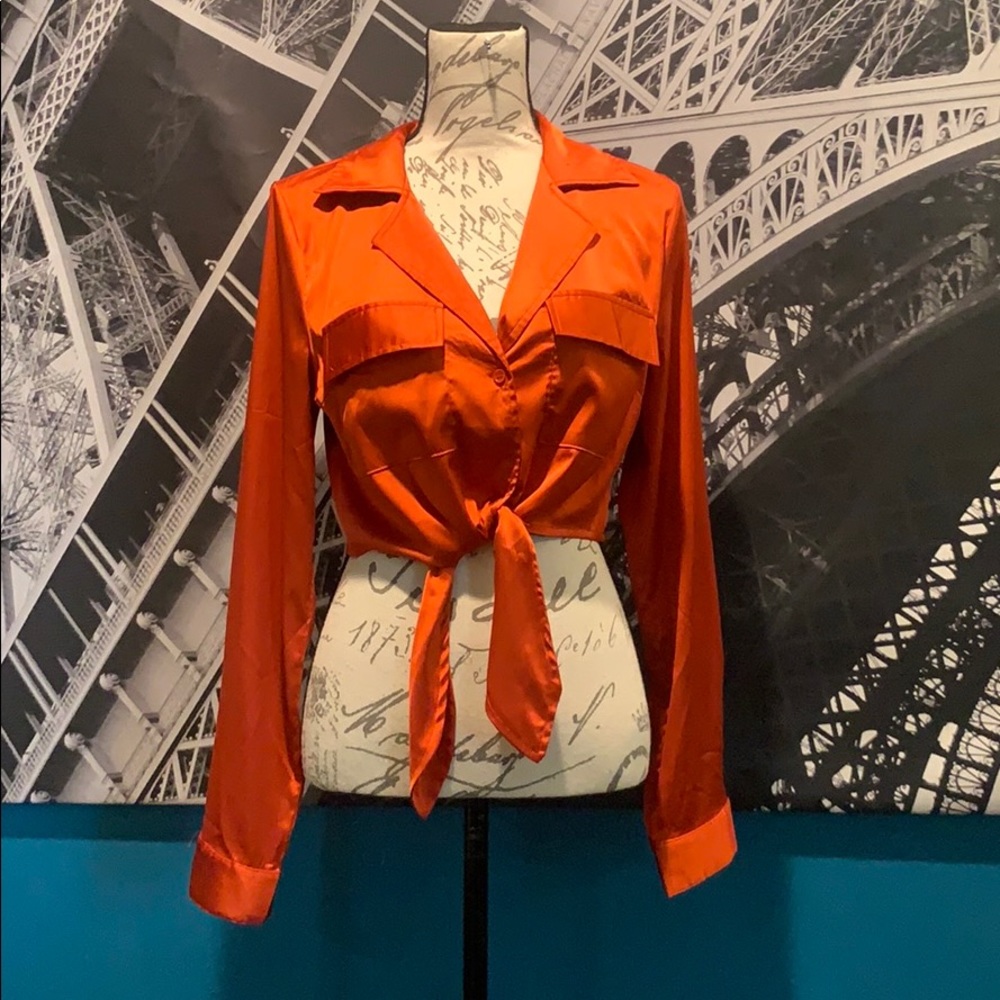 Fashion Nova Orange Satin Top